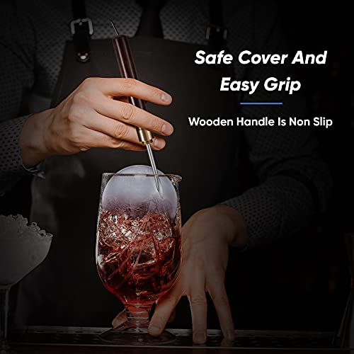 3 Pieces Ice Pick Stainless Steel Ice Crusher with Wooden Handle Stainless Steel Ice Pick with Safety Cover Japanese Style Ice Chipper Ice Shaper for Kitchen Bars Bartender Picnics Camping Restaurant