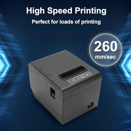 Bisofice Bondrucker 80mm Thermobondrucker Belegdrucker POS Drucker unterstützt automatisches Schneiden, ESC/POS, (260 mm/s, USB +WiFi)