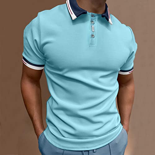 YHEGHT Camisa masculina casual com botão de soild blusa de gola virada para baixo manga curta top mo