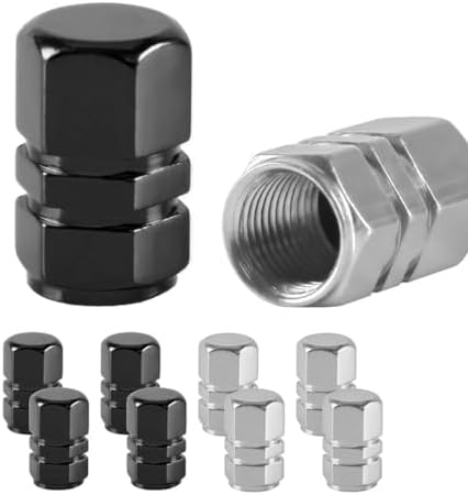 Jeu De 4 Bouchons De Valve Pour Pneus – Aluminium Noir, Style Racing, Neuf
