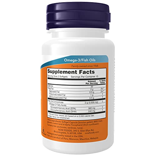 Now Supplements, Omega-3 180 Epa / 120 Dha, Molecularly Distilled, Cardiovascular Support*, 30 Softgels #TOP1