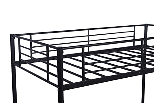 Bunk Beds Twin Over Full, Heavy Duty Metal Bed Frame With Safety Rail And Ladder For Dormitory Bedroom Boys Girls Adults,No Box Spring Needed,Black #TOP4