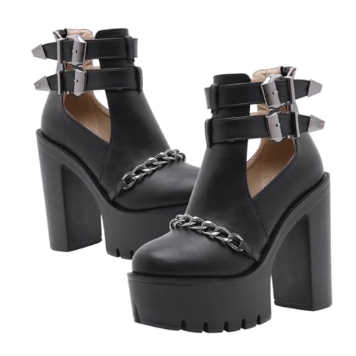 Bottines à talons hauts confortables à semelle épaisse contre le mal de pieds