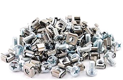 CablesOnline 50 Piece Server Rack & Cabinet M6 Cage Nuts & Mounting Screws (RR-H50B)