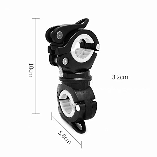 Soporte para linterna de bicicleta en paquete de 2 unidades con clip de rotación ajustable de 360º 2