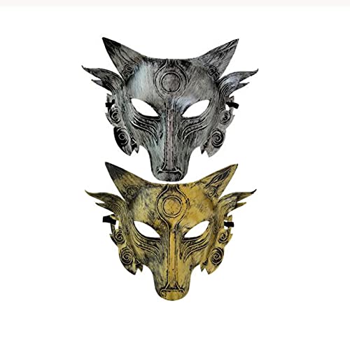 Accessoires loup Halloween argent et jaune pour déguisement de fête