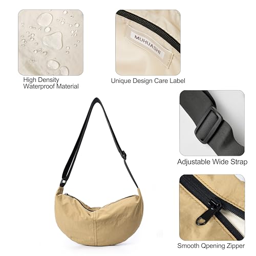 Nylon Crossbody Bag For Women Men Casual Lightweight Crescent Shoulder Hobo Purse With Wide Adjustable Strap3