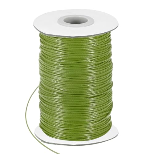 M METERXITY Waxed Polyester Cord, 175 Yards 1mm Waxed Beading String with Spool for Jewelry Making/DIY Handmade Crafts/Necklaces/Bracelets, String Macrame Bracelet Thread [Grass Green]