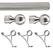 Bar Foot Rail Kit (Custom-Made) - Brushed Stainless Steel Tubing (2 in OD, 7 ft Long) - Combination Foot Rail Brackets - Ball Type End Caps