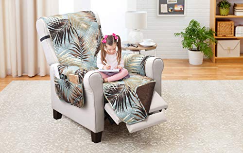 Couch Guard Xl Recliner Cover, Sofa Slipcover, Furniture Protector. Shield & Protects From Dogs, Cats, Pets, Kids, Stains. Reversible, Convenient Pocket & Elastic Strap Easy Wash & Dry. Palm & Chocola #TOP1