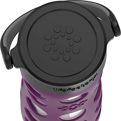 Lifefactory 16-Ounce Bpa-Free Glass Water Bottle With Classic Cap And Protective Silicone Sleeve, Plum #TOP4