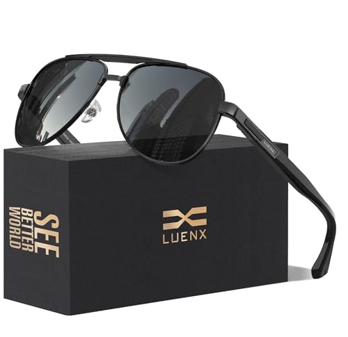 LUENX Aviator Sunglasses for Men Polarized Trendy Shades Driving UV 400 Protection