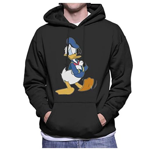 Disney Klassisk Kalle Anka Arms crossed tröja med huva för män, svart, XXL