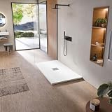 BELLOBATH Plato de Ducha de Resina Antideslizante Blanco 70 X 70 cm