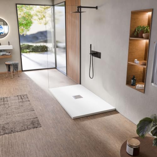 BELLOBATH Plato de Ducha de Resina Antideslizante Blanco 70 X 70 cm