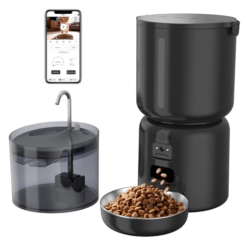 Smart Cat Feeder & Waterer Set with Camera, WiFi, 4L/2.2L