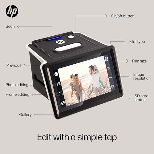 HP Touch Screen Film & Slide Scanner Digitizer - 5" LCD, USB-C, SD Slot - All-Angle Touchscreen Gallery Mode for Slide Viewer - 13MP CMOS Sensor & 22MP Interpolation to Convert to Digital by HP - Image 4