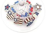 Independence Day Wine Charms, Patriotic 4th Of July Wine Charms, American Flag Wine Charms, Memorial