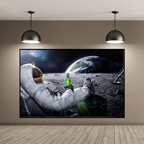 Toile bière astronaute 60x80 cm impression moderne sans cadre