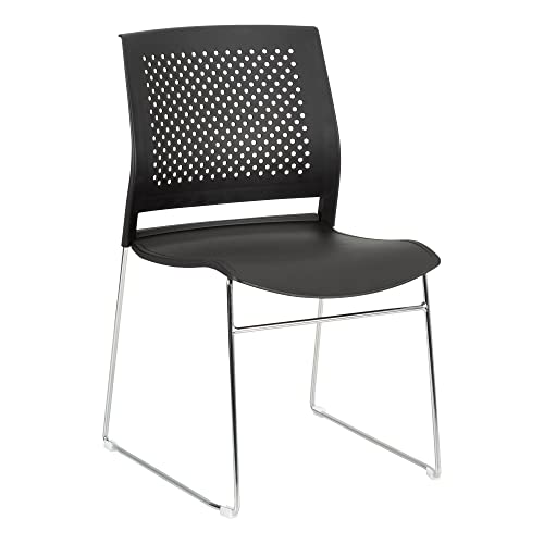 Norwood Commercial Furniture Chrome Sled Base Office Stack Chair With Perforated Seatback (Pack Of 5), Black #TOP16