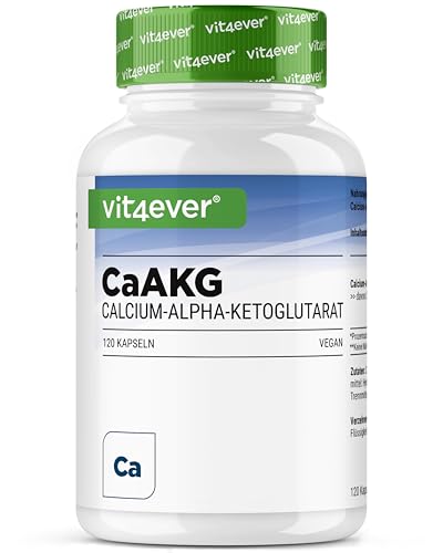 CaAKG - Calcium-Alphaketoglutarat - 120 Kapseln - Hochdosiert mit 1100 mg Tagesdosis - Reines Calcium & Alphaketoglutarat ohne unnötige Zusätze vegan