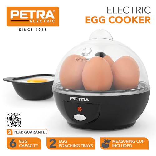 Petra PT2783VDEEU7 Elektrischer Eierkocher - Bereiten Sie Bis Zu 6 Eier Vor, BPA Frei, Kompakter, Drei Siedestufen (weich/mittel/hart), Herausnehmbare Pochierte Eischalen, 430W, Enthält Messbecher - Afbeelding 3
