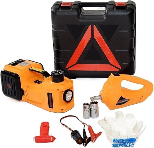 6 Ton Hydraulic Electric Car Jack Kit, 12V Portable Jack with LED Light, Impact Wrench, Inflator Pump for SUV, MPV, Sedan, Jeep, Mini Truck