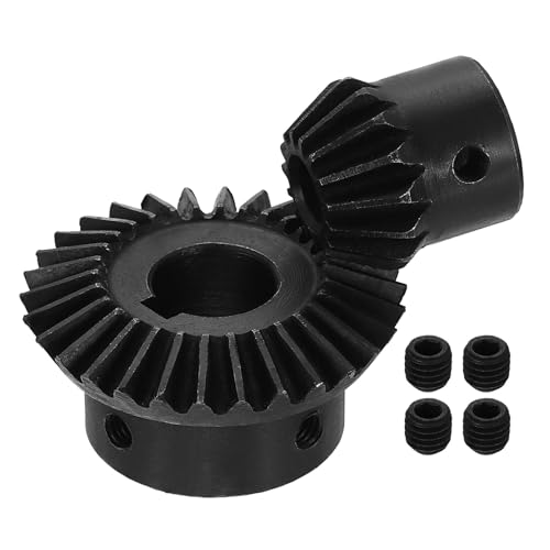 Image of uxcell 2Pcs Tapered Bevel Gears Set, 1.5 Mod 1:2 (15T /30T) Harden Steel Straight Bevel Gear, 90 Degree Steering Motor Gears, (8 /16mm Shaft Hole with Keyway)