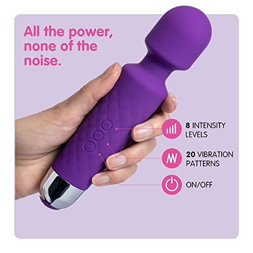 Oliver James Vibrator - oplaadbare persoonlijke personal massager, draadloos met 20 vibratiepatronen en 8 snelheden - inclusief reistasje - Geweldig om te gebruiken na het sporten (paars) - Afbeelding 3