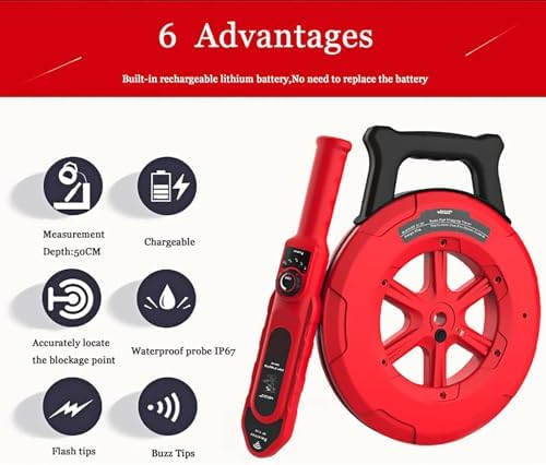 40m Underground Pipe Locator - PVC & Metal Clogging Finder, Sewer Wall Scanner for Water Pipes, 20/30/40m Depth Detection, Accurate Pipeline Blockage Detection Tool