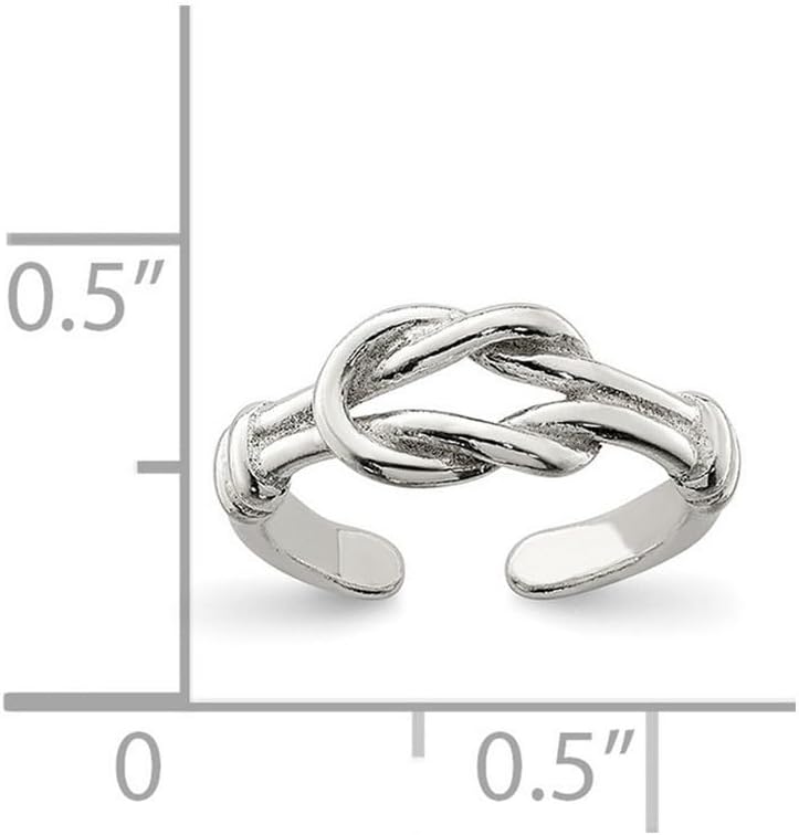 JewelryWeb 925 Sterling Silver Solid Love Knot toe ring 1.2 grams 2mm Wide toe ring for Women
