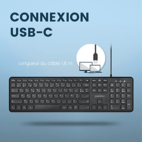 Clavier filaire USB C AZERTY Perixx PERIBOARD-210C pour ordinateur et tablette Android