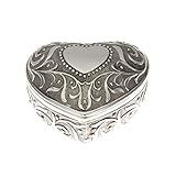  H.Bauer jun. kleine versilberte antike Schmuckdose in Herz-Form 7.5 x 4 cm