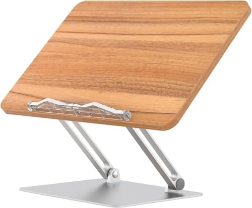 AZIEBAY本棚、木製卓上、高さと角度調節可能、折りたたみ式、持ち運び可能、教科書、雑誌、料理本を収納可能、子供と大人に最適、安定したデザイン、安全に使用できます。