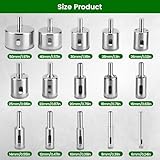 Tile Hole Cutter Set,17PCS Diamond Hole Saw Kit with Double Suction Cups Guide Jig, Drill Bits,Tile Cutter for Porcelain, Ceramic, Glass, Marble, 4mm-83mm - Image 3