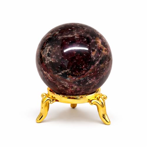 Wholesale Gem Shop Natural Quartz Garnet 40-45 mm Ball Sphere Gemstone A+ Hand Carved Crystal Altar Healing Devotional Focus Spiritual Chakra Cleansing Metaphysical Gift for Men Women