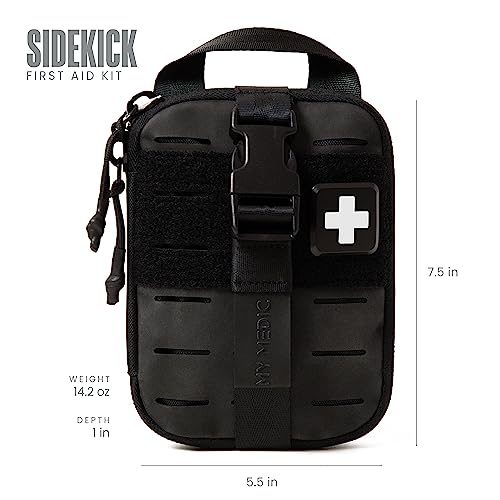 Image of My Medic Sidekick - Camping Hiking and Backpacking First Aid Kit - 70 Items - HSA and FSA Eligible - Small Ifak Great for Travel or Motorcycle - Portable Emergency Kit - Black