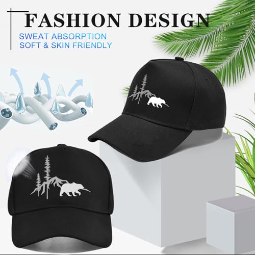 Baseball Cap Hats for Men Cotton Snapback Hats for Men Black Baseball Hat for Mens Women Adjustable Fitted Trucker Dad for Fishing Climbing Outdoor Flat Bill Hat for Mens Gifts Golf Accessories - Thumbnail 6