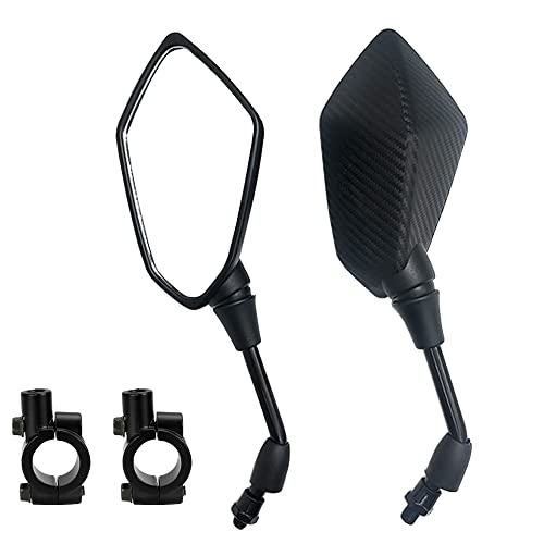 ETOPARS Espejos Retrovisores de Moto 10mm Universales Fibra Carbon Espejos Retrovisores Laterales de Motocicleta Aluminio Espejos del Extremo del Manillar con 7/8 Montaje