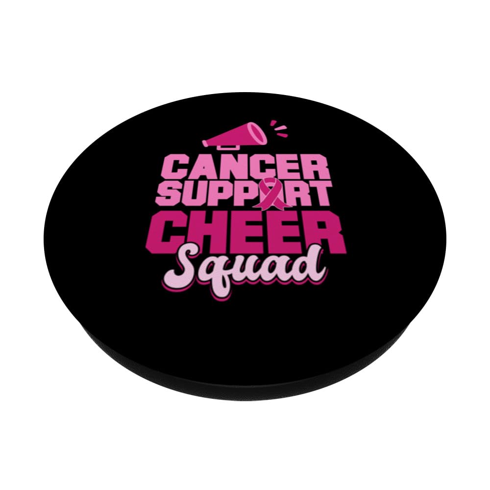 Cancer Support Cheer Squad Breast Cancer Awareness PopSockets Swappable PopGrip, Black - Image 2