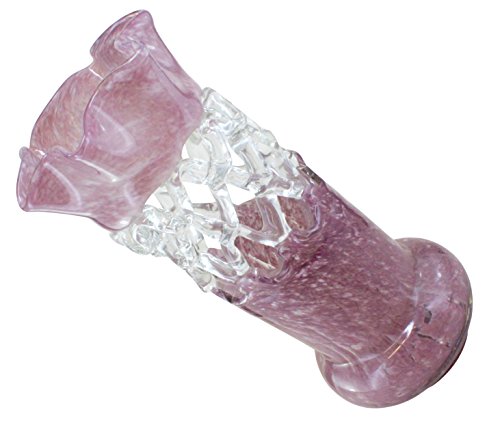 PA GLASS CO 14-Inch Glass Net Vase (Pink White G7536A)