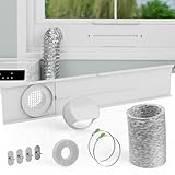 Dryer Vent Window Kit,Adjustable Window Vent Kit with Outdoor Dryer Vent Cover,4 Inch Dryer Exhaust Hose,Adjustable Window Seal Panels for Sliding Windows