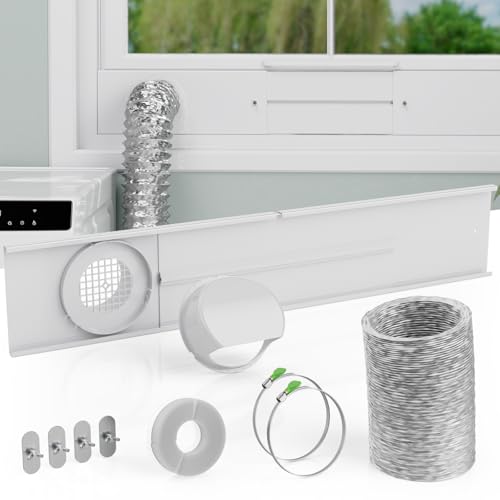 Dryer Vent Window Kit Adjustable Window Vent Kit with Outdoor Dryer Vent Cover 4 Inch Dryer Exhaust Hose Adjustable Window Seal Panels for Sliding Windows