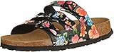  JOE N JOYCE Paris Römer-Sandalen Unisex für Männer und Frauen für Normale Fussbreiten, Größe: 38 EU, Farbe: Flowered Black, Material: SynSoft, DREI-Schnaller, 3-Schnaller, Damen