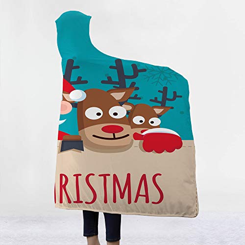 Couverture à capuche peluche super douce impression 3D Noël