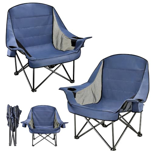2 Sillas de Camping Sobredimensionadas para Adultos y Adolescentes WEIDIORME, Plegables, Capacidad 400 LBS, Color Azul Marino, Malla