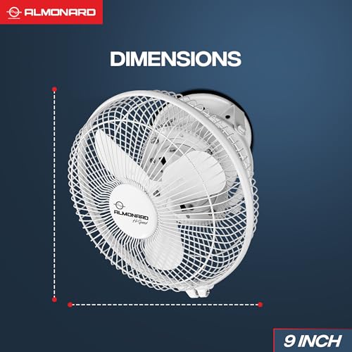 Image of Almonard 225mm High Speed Cabin Fan Pro | High Velocity Blades | Thermal Overload Protection | Single Speed Settings | Cabin Fan for Office Retail Kiosks Available in White