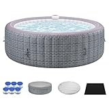Introduction to Round Hot Tubs and Their Timeless Appeal 8 UHOMEPRO Inflatable Hot Tub Spa Set, Outdoor Bubble Massage Portable Hot Tubs with 130 Soothing Jets, Insulated Cover, Internal Heater Pump, 6 Filter Cartridges (Round)