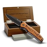 GIFTS TO ENGRAVE Custom Pocket Knife for Men, Personalized Hunting Knife, Wood Handle, Engraved Groomsmen Gift, Best Man Gift