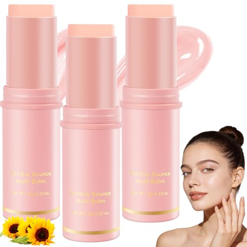 Aomig Stick Hydratant au Collagène et Calcium, 3 Pièces - Baume Anti-âge Visage, Yeux et Cou, Combat Rides et Relâchement, pour Tous Types de Peu